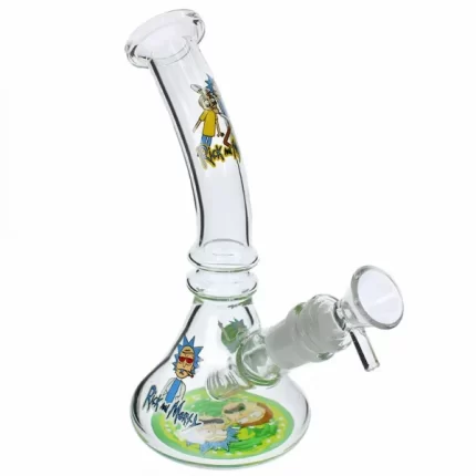 8″ Rick And Morty Bent Neck Assorted Graphic Beaker Bong